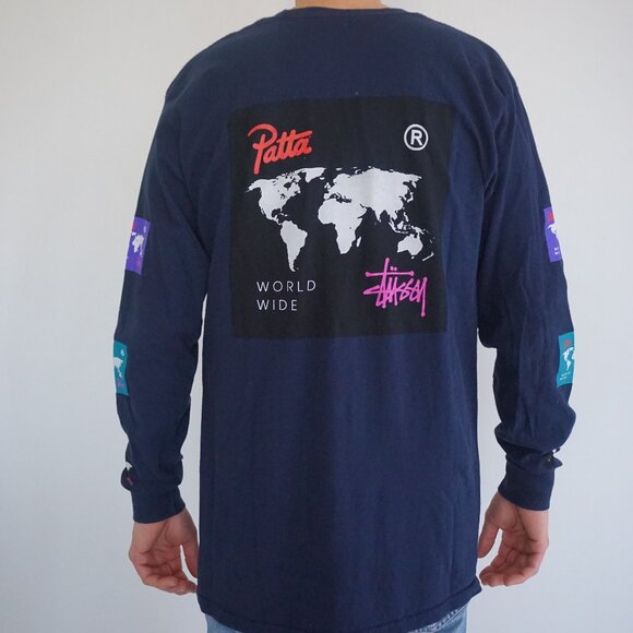 Stussy Other - Stussy Patta World Map Back Hit Streetwear Graphic Cotton Long Sleeve Shirt L